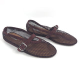 Dark Burgundy Mesh Faux-Leather Ballet Flats / ALAIA - Size 39