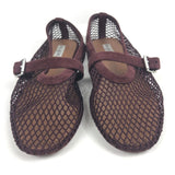 Dark Burgundy Mesh Faux-Leather Ballet Flats / ALAIA - Size 39
