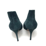 Dark Green Suede Peep-toe Ankle Boots with Stiletto Heels - model VAMP / GIANVITO ROSSI - Size 39