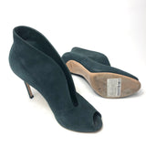 Dark Green Suede Peep-toe Ankle Boots with Stiletto Heels - model VAMP / GIANVITO ROSSI - Size 39