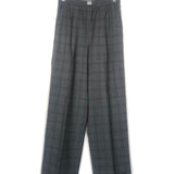 Dark Grey Checked Wool Grain de Poudre Wide-leg Pants / MIU MIU - Size 40