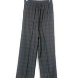 Dark Grey Checked Wool Grain de Poudre Wide-leg Pants / MIU MIU - Size 40