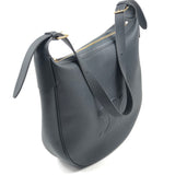 Dark Grey Medium HELOISE Supple Grained Calfskin Moon Bag / CELINE