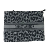 Dark Grey Mizza Leopard Print Technical Fabric Zipped Pouch / DIOR