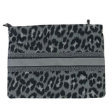 Dark Grey Mizza Leopard Print Technical Fabric Zipped Pouch / DIOR
