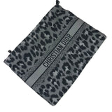 Dark Grey Mizza Leopard Print Technical Fabric Zipped Pouch / DIOR