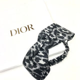 Dark Grey MIZZA Leopard Print Twisted Silk Headband / DIOR