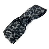Dark Grey MIZZA Leopard Print Twisted Silk Headband / DIOR