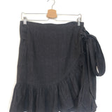 Dark Grey TEMPSTER Ruffled Linen Wrap Mini Skirt / ISABEL MARANT ETOILE - Size 36