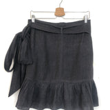 Dark Grey TEMPSTER Ruffled Linen Wrap Mini Skirt / ISABEL MARANT ETOILE - Size 36