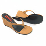 Dark Natural SOLEIL Woven Raffia Thong Wedge Heeled Sandals / SIMON MILLER - Size 38