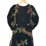 Dark Navy Floral Embroidered A-line LOUISE Mini Dress / FARM RIO - Size S