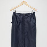 Dark Navy Lambskin Leather Pencil Skirt / HERMES - Size 36