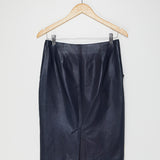 Dark Navy Lambskin Leather Pencil Skirt / HERMES - Size 36
