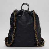 Dark Navy Leather Quilted 22 Backpack / CHANEL