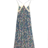Dark Navy RISTY SOFT BRITISH FLOWERS Silk Jacquard Slip Dress / ZADIG & VOLTAIRE - Size XS