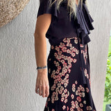 Dark Purple Long Floral Jersey Skirt - model DRACEN / ISABEL MARANT - Size 34