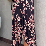 Dark Purple Long Floral Jersey Skirt - model DRACEN / ISABEL MARANT - Size 34