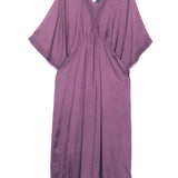 Dark Purple VOLRA Ruched Kimono-sleeve Satin Maxi Dress / MES DEMOISELLES ... - Size 0