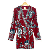 Dark Red TROPICAL LANDING Wrap Mini Dress / FARM RIO - Size S