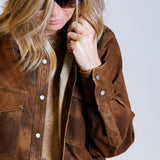 Dark Tobacco KARIMA Faux Leather Shirt / ISABEL MARANT ETOILE - Size 36