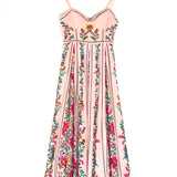 Delicate Pink Forest Floral-print Beaded Straps Maxi Dress / FARM RIO - Size S