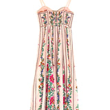 Delicate Pink Forest Floral-print Beaded Straps Maxi Dress / FARM RIO - Size S