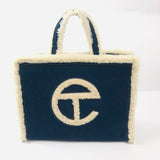 Denim and Shearling Medium Shopper Bag / UGG X TELFAR