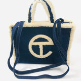 Denim and Shearling Medium Shopper Bag / UGG X TELFAR