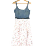 Denim Corset Pleated and Floral Belted Midi Dress / MIU MIU - Size IT 42