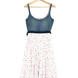 Denim Corset Pleated and Floral Belted Midi Dress / MIU MIU - Size IT 42