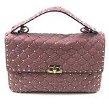 Dust Pink Quilted Nappa SPIKE ROCKSTUD Embellished Large Shoulder Bag / VALENTINO