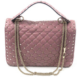 Dust Pink Quilted Nappa SPIKE ROCKSTUD Embellished Large Shoulder Bag / VALENTINO