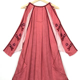 Dusty Pink Embroidered Linen Cold-shoulder Tunic Mini Dress / MY SLEEPING GYPSY - Size S