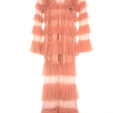 Dusty Pink Say Yes Tiered Frill Maxi Dress / ALICE MCCALL - Size 36