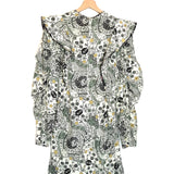 Ecru and Almond CATARINA Paisley Print Frill Mini Dress / ISABEL MARANT ETOILE - Size 36