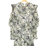 Ecru and Almond CATARINA Paisley Print Frill Mini Dress / ISABEL MARANT ETOILE - Size 36