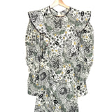 Ecru and Almond Paisley Print CATARINA Frill Mini Dress / ISABEL MARANT ETOILE - Size 36