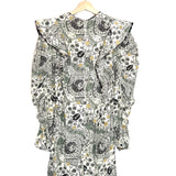 Ecru and Almond Paisley Print CATARINA Frill Mini Dress / ISABEL MARANT ETOILE - Size 36