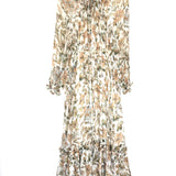 Ecru Autumnal Blooms Floral Print High-Neck Midi Dress / ZIMMERMANN - Size 3