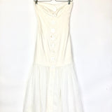 Ecru Big Buttoned Strapless Linen Dress / JOSLIN - Size 6