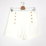 Ecru Buttoned Shorts