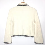 Ecru Contrasting Ribbed Cropped Cardigan / MAJE - Size 1