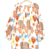 Ecru Coral Print Pocketful of Sunshine Linen Mini Dress / PALM NOOSA - Size AUS 10