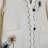 Ecru Cotton-blend Embroidered Jacket with Beads / YOUNIC BY DINSA - One Size