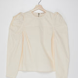 Ecru Cotton Long Puffed Sleeves Zipped Blouse / ULLA JOHNSON - Size 4
