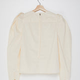 Ecru Cotton Long Puffed Sleeves Zipped Blouse / ULLA JOHNSON - Size 4
