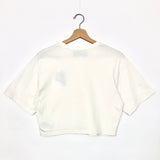 Ecru Cotton Palm Tree Embroidered Cropped Tee / GUCCI - Size S