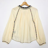 Ecru Embroidered Rina Cotton Long-Sleeve Top / ISABEL MARANT ETOILE - Size 36