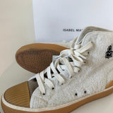 Ecru Faux Fur Benkeen High Top Sneakers / ISABEL MARANT - Size 37